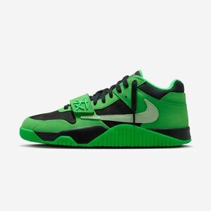Nike Kids' Green and Black Low-Top Sneakers with Light Green Swoosh